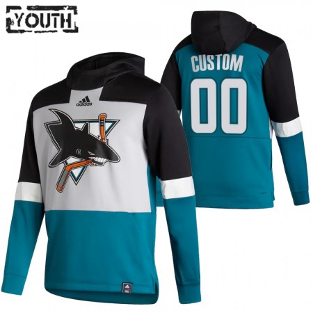 Kinder Eishockey San Jose Sharks Custom 2020-21 Reverse Retro Pullover Hooded Sweatshirt